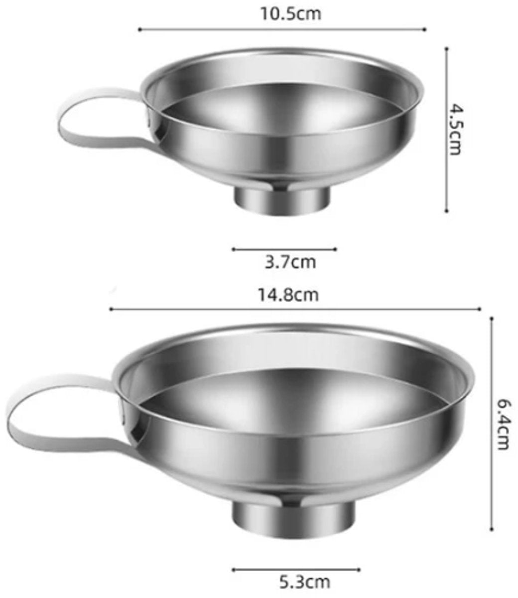2-Pack - Funnels - Stainless Steel - Kitchen Funnels - Jam Can Funnels