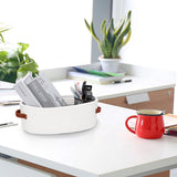 Storage Baskets - Bathroom Storage Baskets - Bathroom Countertop Storage Baskets - Bathroom Baskets Made of Braided Cotton Rope - Toilet Paper Baskets with Leather Handles - Suitable for Bathrooms, Bedrooms, and Living Rooms