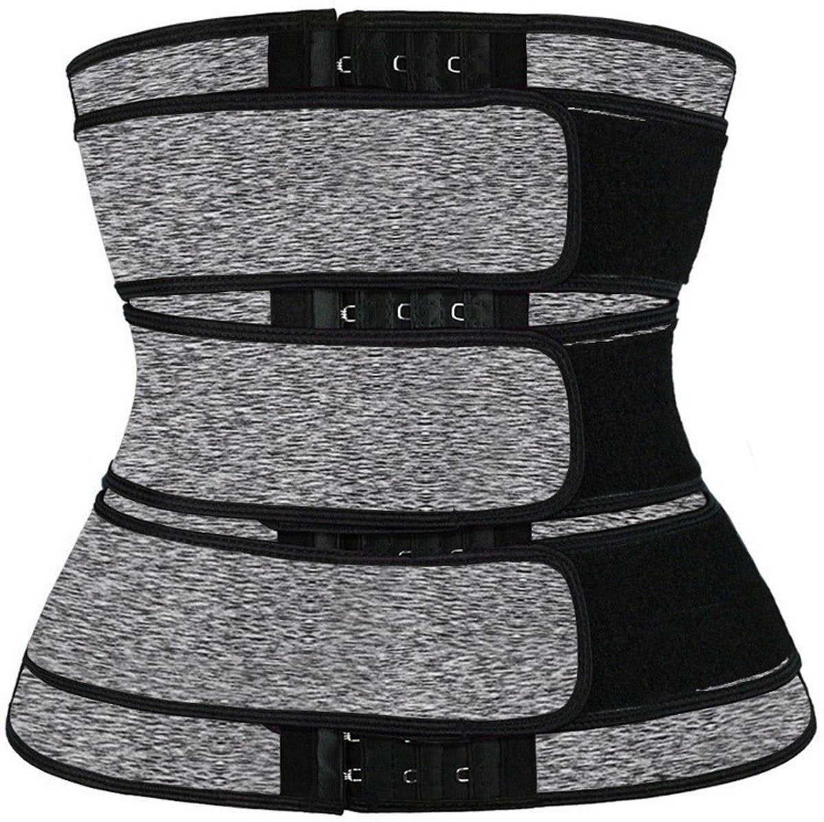 Women Sweat Reducer Training Belt - Sweatband - Waist Trainer - Slimming Belly Band - 3-Row Closure & Breathable Material - Extended Sizes (S to 6XL) - Gray, XXXL