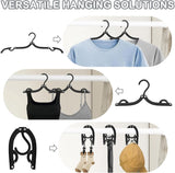 12-pack - Travel Hangers - Portable - Foldable Hangers - Travel Accessories (Black) - Side View