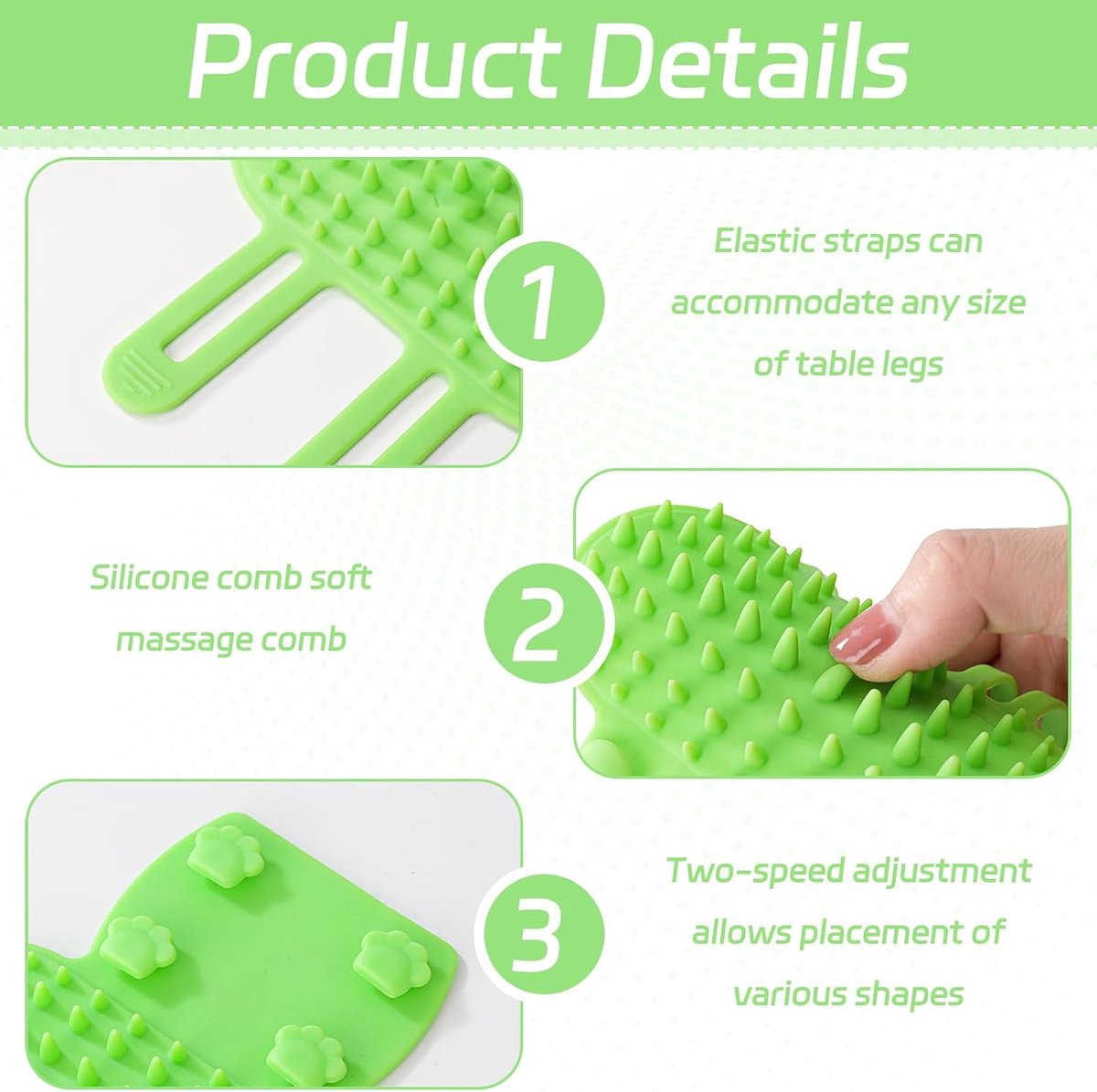 Cat Toys - Set of 4 - Scratching Post - Cat Comb - Made of Silicone - Reduces flying hair, scratching and itching - An excellent gift for cat lovers to give to their beloved pets.