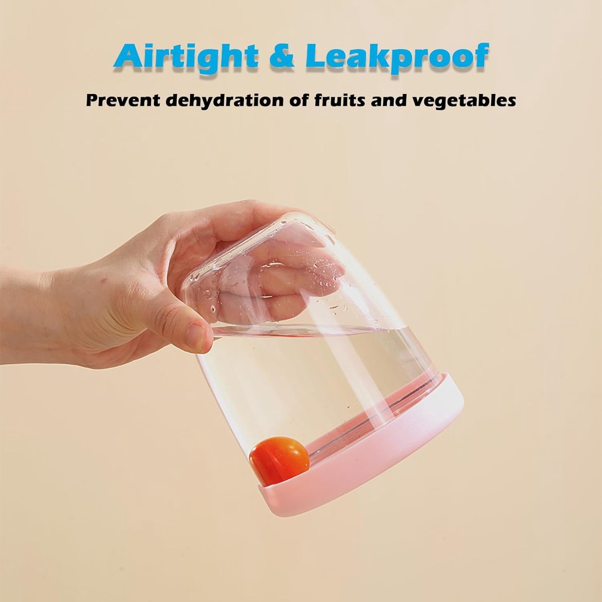 Fruit Bowl - Salad Bowl - Leakproof reusable food container with lid and draining basket - Suitable for work, school, and travel. - 650 ml (Pink)
