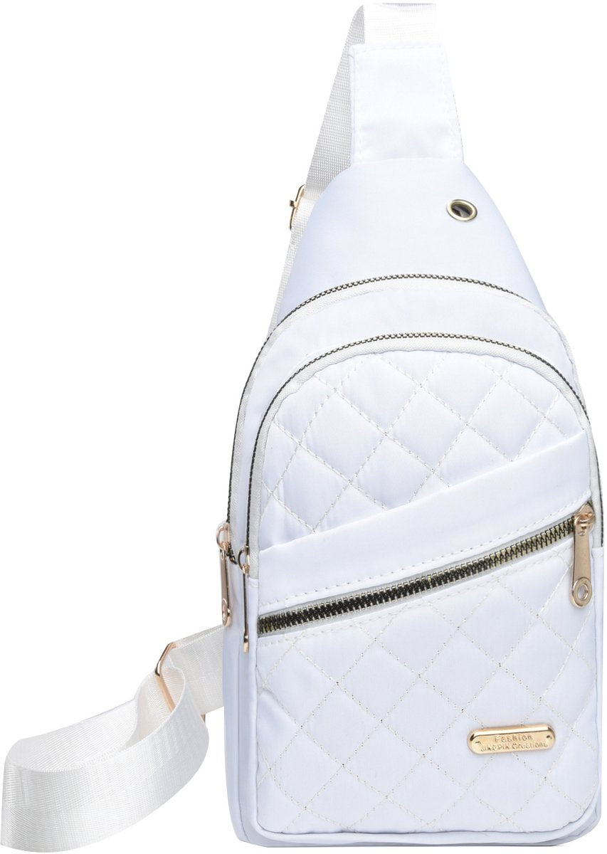 Unisex Shoulder Bag - 5 Storage Pockets & Cable Grommet - Women's Crossbody Bag - Men's Crossbody Bag - Crossbody Bags - Sling Bag - Adjustable Carrying Style (Cross/Shoulder/Chest) - White