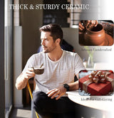 Drinking Cup - With spoon - Ceramic mug - Shape of coconut - Capacity 10oz - Suitable for tea, oatmeal, hot chocolate, etc. - Nice gift mug for home and office - Side View
