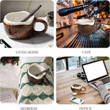 Drinking Cup - With spoon - Ceramic mug - Shape of coconut - Capacity 10oz - Suitable for tea, oatmeal, hot chocolate, etc. - Nice gift mug for home and office