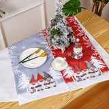 Tablecloth - Two-pack - Christmas tablecloth - Snowflake table runner - textile table runners (Gray + Red) - Top-Down View