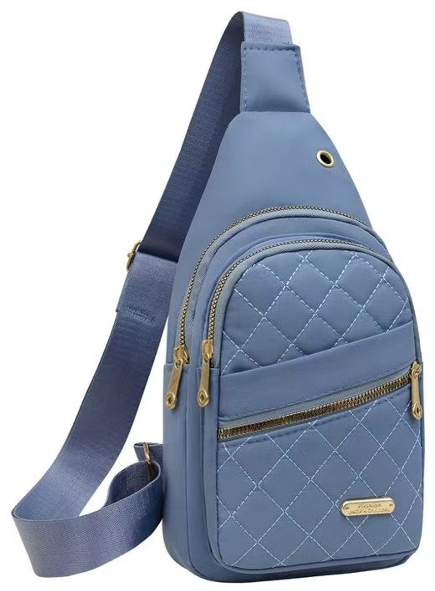 Unisex Shoulder Bag - 5 Storage Pockets & Cable Grommet - Women's Crossbody Bag - Men's Crossbody Bag - Crossbody Bags - Sling Bag - Adjustable Carrying Style (Cross/Shoulder/Chest) - Light Blue