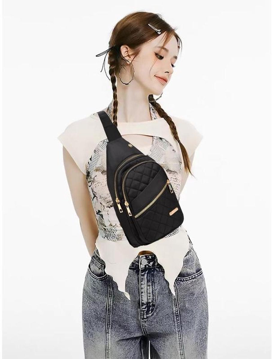 Unisex Shoulder Bag - 5 Storage Pockets & Cable Grommet - Women's Crossbody Bag - Men's Crossbody Bag - Crossbody Bags - Sling Bag - Adjustable Carrying Style (Cross/Shoulder/Chest) - Light Blue