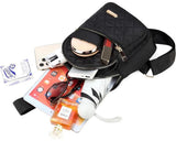 Unisex Shoulder Bag - 5 Storage Pockets & Cable Grommet - Women's Crossbody Bag - Men's Crossbody Bag - Crossbody Bags - Sling Bag - Adjustable Carrying Style (Cross/Shoulder/Chest) - Light Blue - Top-Down View
