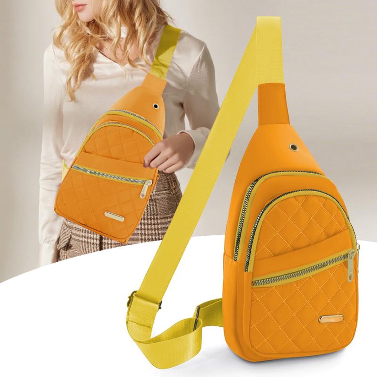 Unisex Shoulder Bag - 5 Storage Pockets & Cable Grommet - Women's Crossbody Bag - Men's Crossbody Bag - Crossbody Bags - Sling Bag - Adjustable Carrying Style (Cross/Shoulder/Chest) - Light Blue