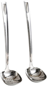 Soup Spoon Set - 2-Piece - Stainless Steel Soup Spoon - Strainer - Hanging Spoon - For Serving Soup - For Serving Porridge - Heat Resistant - Non-Slip - High Temperature Resistant