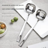 Soup Spoon Set - 2-Piece - Stainless Steel Soup Spoon - Strainer - Hanging Spoon - For Serving Soup - For Serving Porridge - Heat Resistant - Non-Slip - High Temperature Resistant