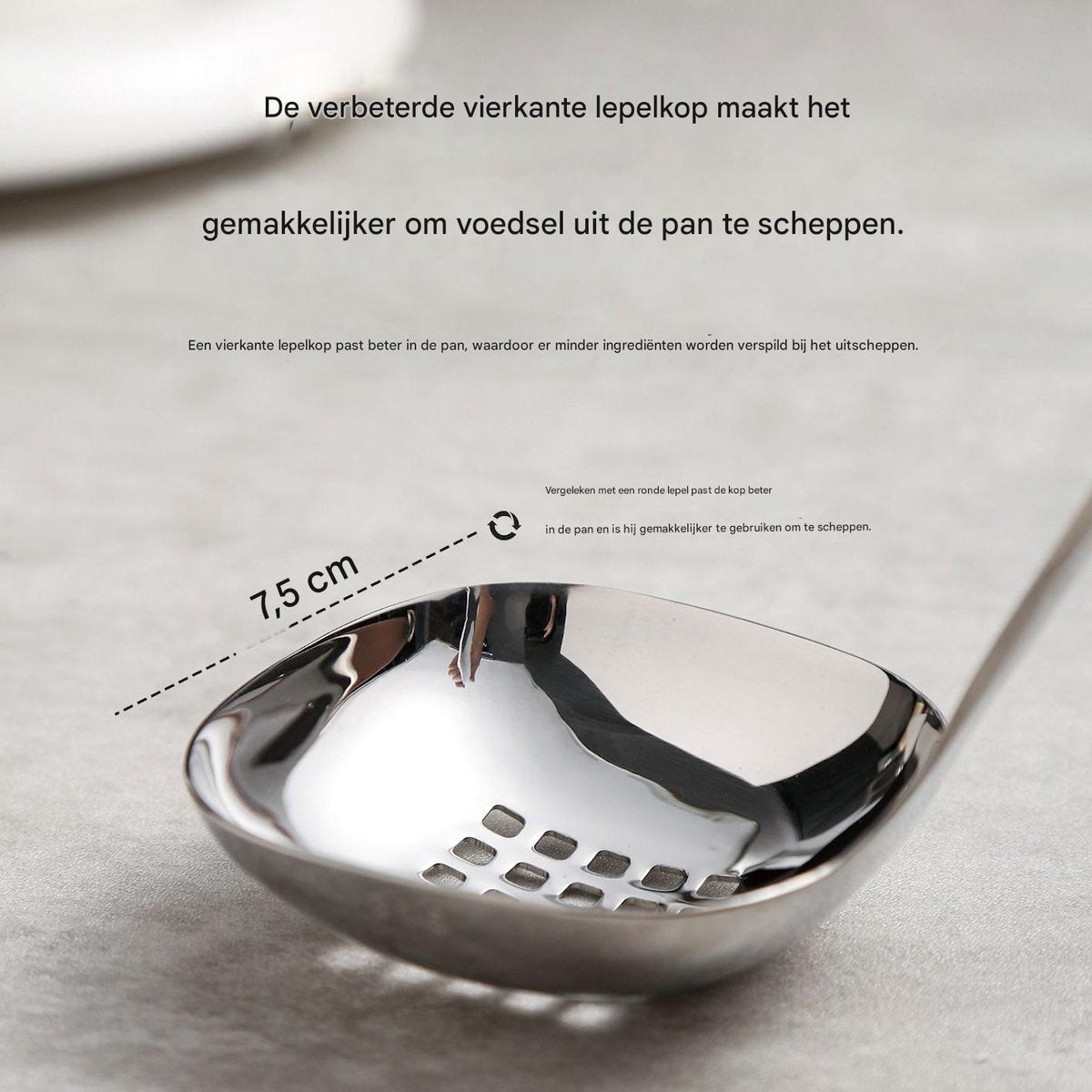 Soup Spoon Set - 2-Piece - Stainless Steel Soup Spoon - Strainer - Hanging Spoon - For Serving Soup - For Serving Porridge - Heat Resistant - Non-Slip - High Temperature Resistant