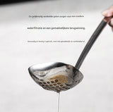 Soup Spoon Set - 2-Piece - Stainless Steel Soup Spoon - Strainer - Hanging Spoon - For Serving Soup - For Serving Porridge - Heat Resistant - Non-Slip - High Temperature Resistant