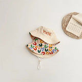 Baby Hat - Reversible Summer Hat - Summer Hat with Embroidered Letters - Size 52