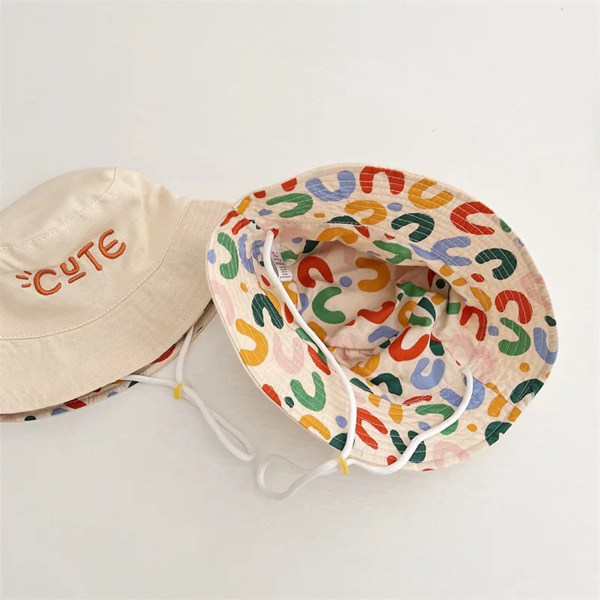Baby Hat - Reversible Summer Hat - Summer Hat with Embroidered Letters - Size 52