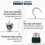 Clothes Pegs - Hangers with Clips - Stainless Steel Trouser Clips with Anti-Slip - Clothes Hooks - Hat Clips - Sock Clips - For Skirts, Trousers & Scarves (Pink, Pack of 10) - Front View