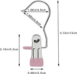 Clothes Pegs - Hangers with Clips - Stainless Steel Trouser Clips with Anti-Slip - Clothes Hooks - Hat Clips - Sock Clips - For Skirts, Trousers & Scarves (Pink, Pack of 10) - Rear View