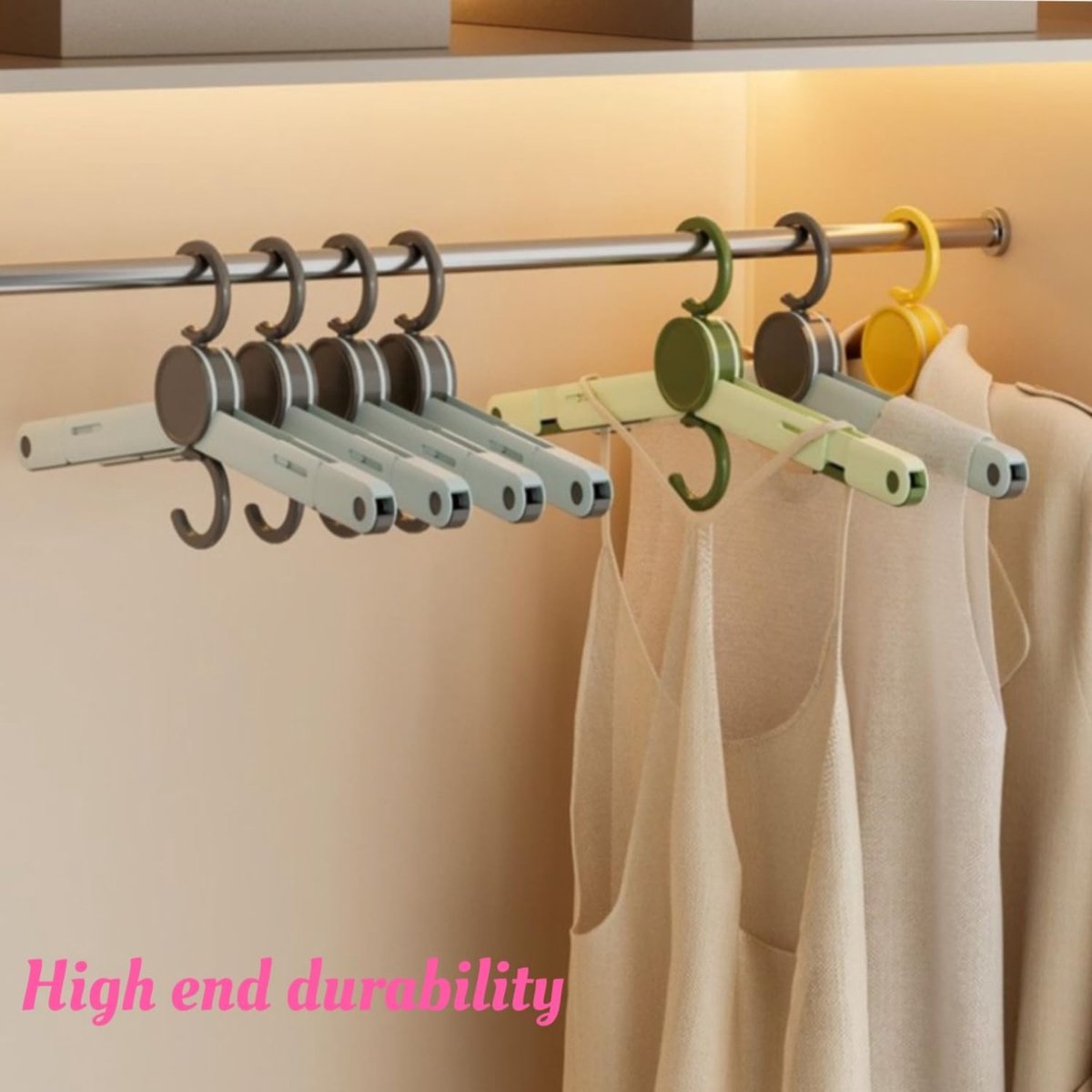 Clothes Rack - 5 pieces - Foldable clothes rack - Travel clothes rack - Shoe rack - Travel accessories - Suitable for camping, traveling and business trips (Vegetable)