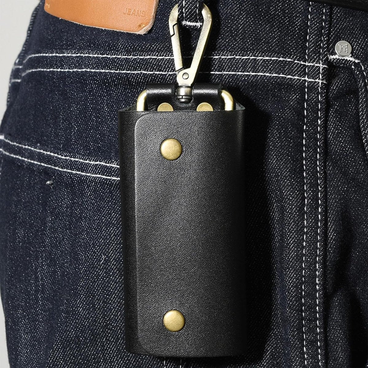 Key Case - Men's Wallet Made of Genuine Leather - 16 x 6 cm - Multifunctional Organizer - Security Pocket with Zipper - Suitable for Home, School, Work and Everyday Use - Black