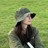 Hat - Sun Hat - Outdoor Jungle Hat - Foldable Bucket Hat - Rain Hat - Unisex - With Removable Chin Strap - 2-Piece (Black + Khaki)