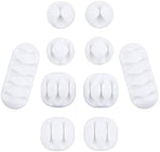10-Piece Desk Cable Management Set - Multifunctional Cable Clamps - Desk Cable Organizer for TV, PC, Laptop, Home Office - (White)