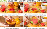 3-in-1 Hamburger and Hamburger Press - Hamburger Mold - Non-stick, durable patty maker for stuffed burgers and sliders - Easy to clean - Orange