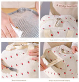 Lunch Bag - Corduroy - Lunch Box for Students/Office Workers - Insulated Bag - Waterproof - Portable Handle - Cute Lunch Bag - Beige - Side View