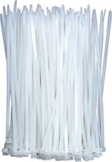 Nylon Cable Ties - Pack of 100 - 300mm x 4.8mm - Large White Nylon Cable Ties - Extra Strong - Tensile Strength 23kg - Self-Locking Plastic Cable Ties - Suitable for Home, Garden and Office Use.