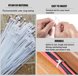 Nylon Cable Ties - Pack of 100 - 300mm x 4.8mm - Large White Nylon Cable Ties - Extra Strong - Tensile Strength 23kg - Self-Locking Plastic Cable Ties - Suitable for Home, Garden and Office Use. - Top-Down View