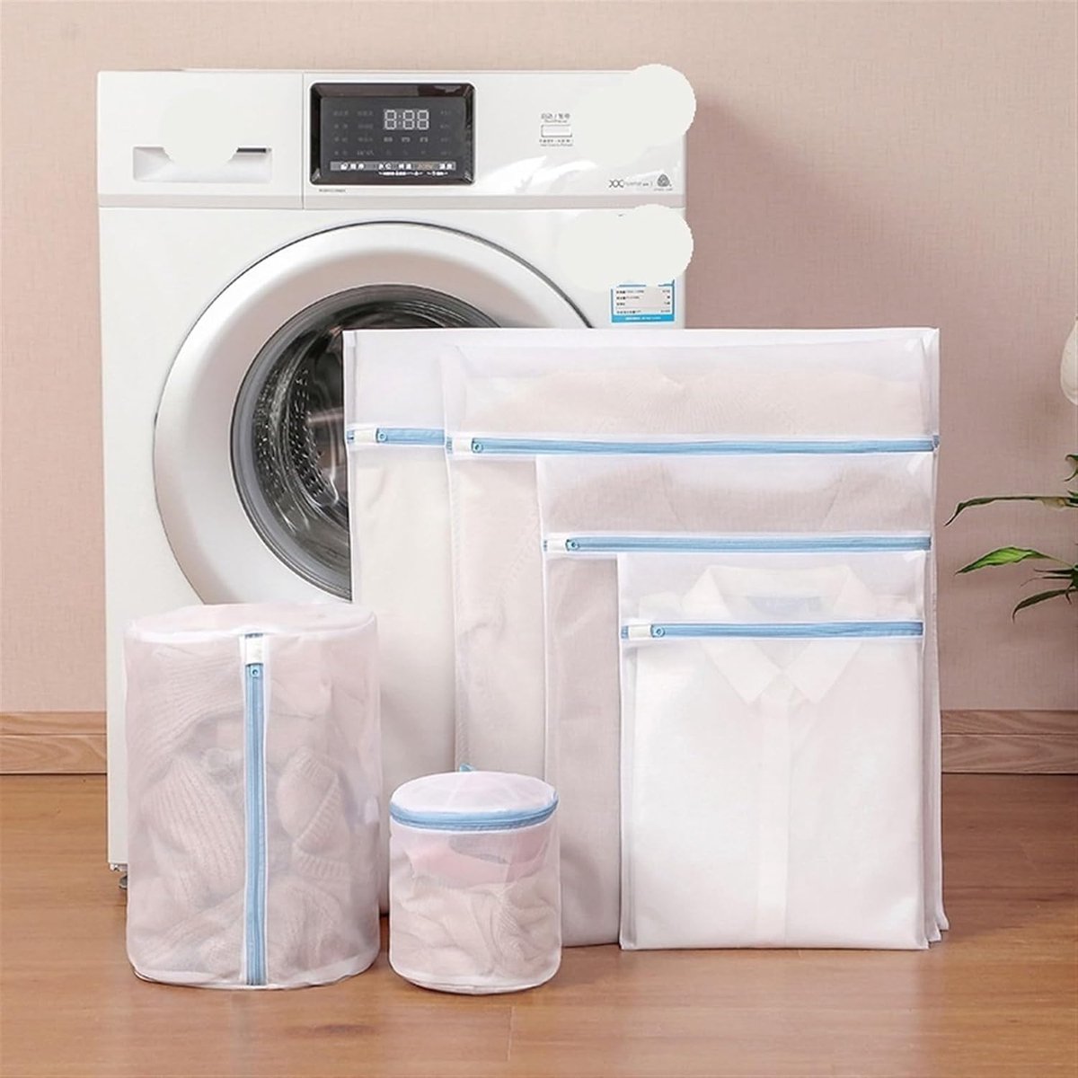 Laundry Bag - Blue Laundry Bags with Zipper - Fine Mesh Storage Bags - Protect Your Laundry and Washing Machine - Laundry Bags for Washing Bras, Underwear, Socks, Baby Clothes, Travel and Storage - Set of 6