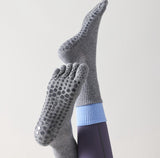 Yoga Socks (2 pairs) - Five Finger Yoga Socks - Non-slip Socks - Toe Socks - Pilates Socks - Suitable for Sports - Fitness - Dance - Gray - Front View
