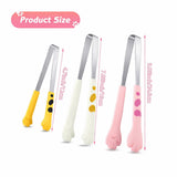 Stainless Steel Kitchen Tongs - Cute Kitchen Tongs for Food - Cute Kitchen Accessories - For Toasting Toast, Bagels, Grilling, etc. - Available in 3 Sizes (Yellow, Pink, White) - 45-Degree Angle