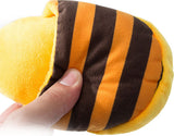Dog Toys - Dog Cuddly Toy - Slipper Shape - Interactive - Dog Toy - Yellow-Brown Stripes - Front View
