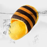 Dog Toys - Dog Cuddly Toy - Slipper Shape - Interactive - Dog Toy - Yellow-Brown Stripes - Side View