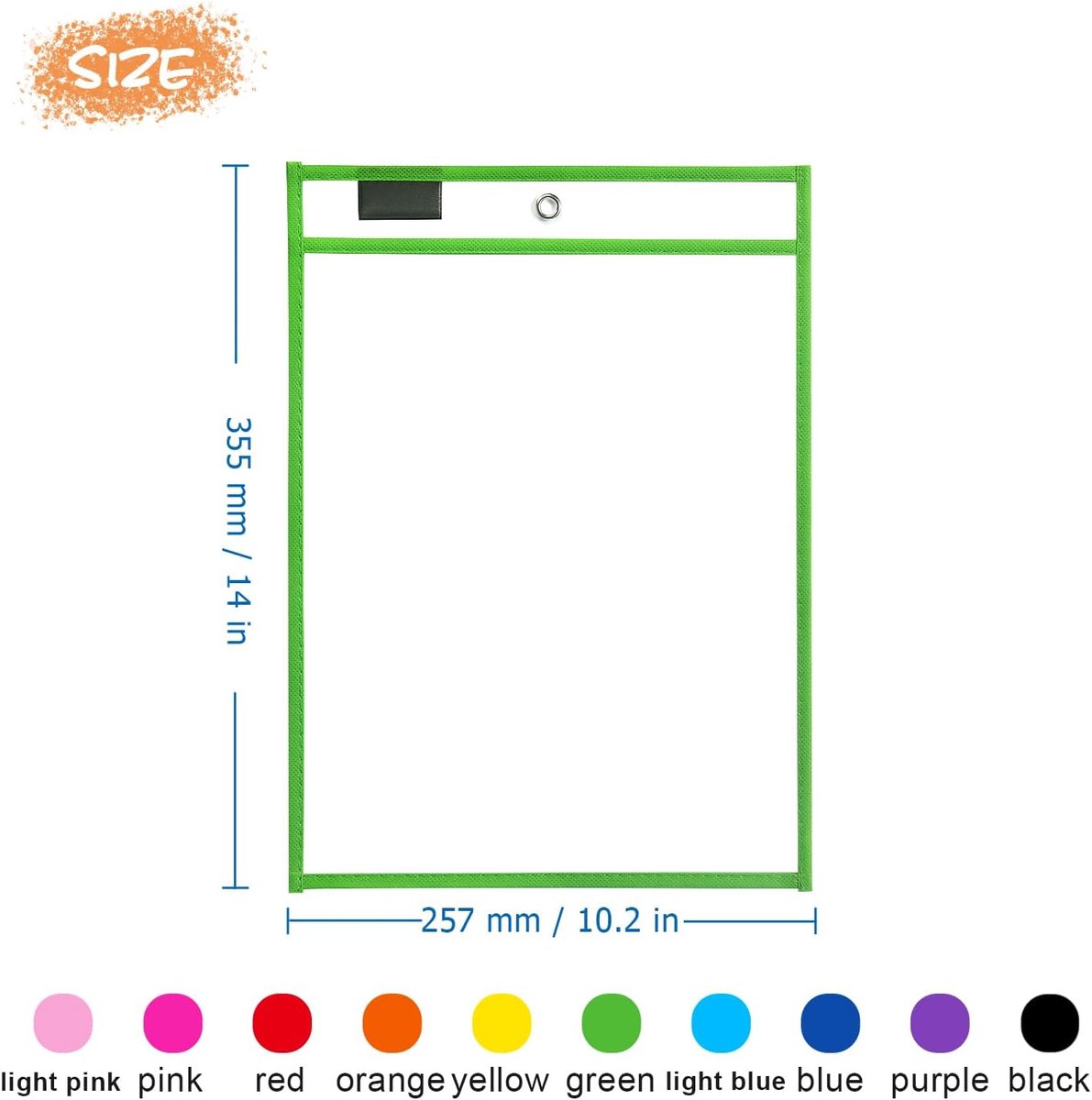 Erasable and Writable Folders - Pack of 30 | Includes 30 water-based whiteboard markers and 1 eraser - Transparent plastic folders/protective sleeves - Drawing and tracing bags for young children - Erasable and writable - Random colors