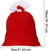 Gift Bags - Santa Claus Gift Bags - Extra Large Gift Bags - Red Christmas Wrapping Bags - For storing holiday gifts, sweets and surprises - 45-Degree Angle