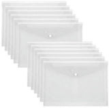 Waterproof folder - Plastic envelope - 12-pack - Transparent A4 letterhead size - with snap closure - Suitable for schools and offices.