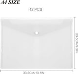 Waterproof folder - Plastic envelope - 12-pack - Transparent A4 letterhead size - with snap closure - Suitable for schools and offices. - Close-Up Angle
