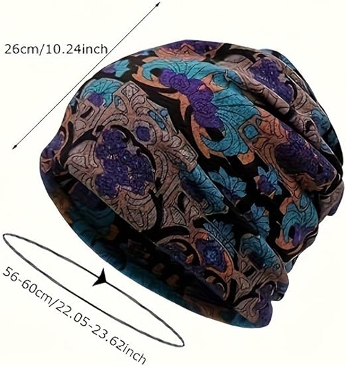Beanie - Knitted Hat - 4-Piece Set - Bohemian Print - Soft Polyester - Suitable for Autumn and Winter