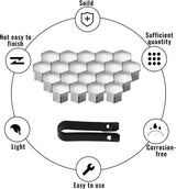 Universal wheel bolt covers (20 pieces) - 17 mm wheel bolt cover - wheel bolt cover - hexagon nut protector - with puller - suitable for all car brands (silver) - Side View