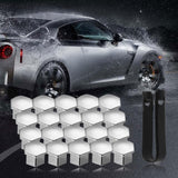 Universal wheel bolt covers (20 pieces) - 17 mm wheel bolt cover - wheel bolt cover - hexagon nut protector - with puller - suitable for all car brands (silver) - 45-Degree Angle