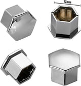 Universal wheel bolt covers (20 pieces) - 17 mm wheel bolt cover - wheel bolt cover - hexagon nut protector - with puller - suitable for all car brands (silver) - Rear View