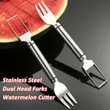 Watermelon Fork - Multifunctional Watermelon Slicer - Fruit Cutter - Portable Tool 2-Piece Set - Top-Down View