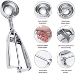Three-Piece Ice Cream Scoop Set - Cookie Scoop Set - Stainless Steel Ice Cream Scoop with Trigger Mechanism - Large/Medium/Small Cookie Scoops - Baking Cookie Scoop Set