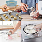 Three-Piece Ice Cream Scoop Set - Cookie Scoop Set - Stainless Steel Ice Cream Scoop with Trigger Mechanism - Large/Medium/Small Cookie Scoops - Baking Cookie Scoop Set