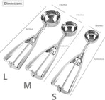 Three-Piece Ice Cream Scoop Set - Cookie Scoop Set - Stainless Steel Ice Cream Scoop with Trigger Mechanism - Large/Medium/Small Cookie Scoops - Baking Cookie Scoop Set