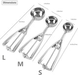 Three-Piece Ice Cream Scoop Set - Cookie Scoop Set - Stainless Steel Ice Cream Scoop with Trigger Mechanism - Large/Medium/Small Cookie Scoops - Baking Cookie Scoop Set - Rear View