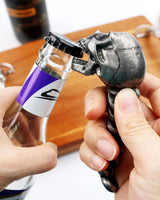 Skeleton Bottle Opener - Beer Opener - Robust Stainless Steel with Ergonomic Grip - Keychain Size - For Bar & Party - Top-Down View