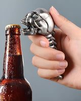 Skeleton Bottle Opener - Beer Opener - Robust Stainless Steel with Ergonomic Grip - Keychain Size - For Bar & Party - 45-Degree Angle